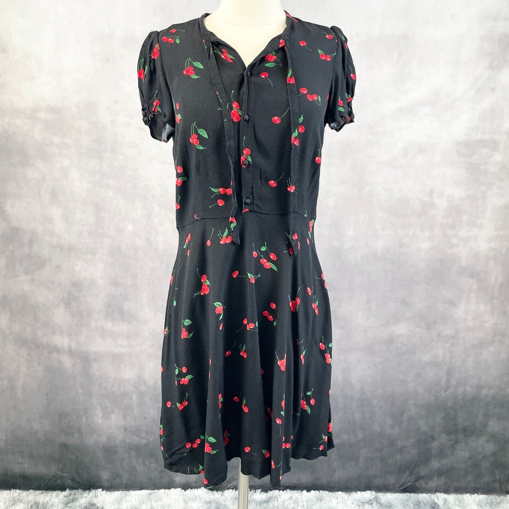 Polo by Ralph Lauren Black Mini Dress with Red Cherry Print